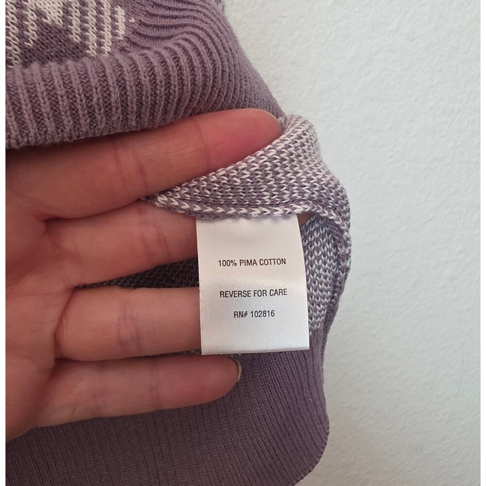 GARNET HILL Gingham Pima Cotton Pullover Sweater Purple Preppy Sz Small - Picture 11 of 12